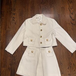 Sandro Cream Two-Piece Jacket & Skirt Set with Gold Buttons
